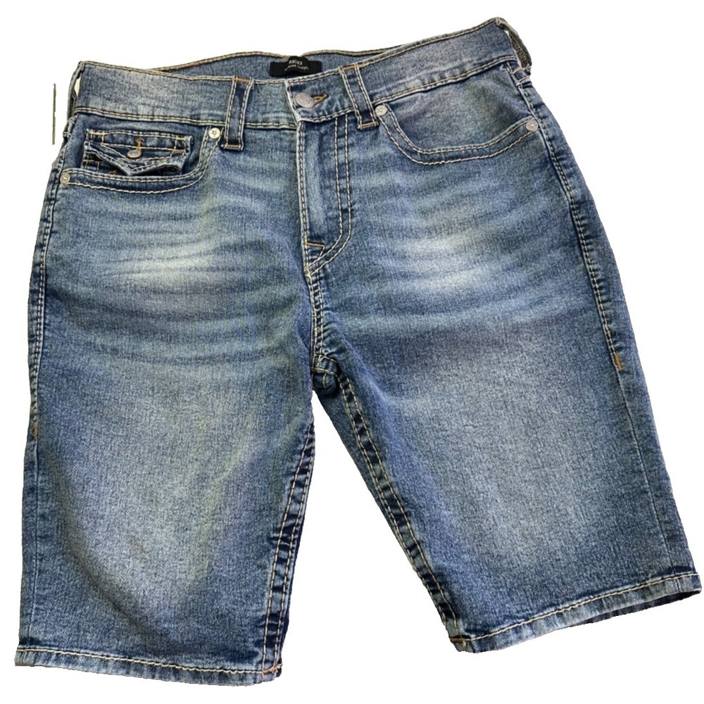 True Religion Ricky Big T Shorts Mens 34 Light Wash Relaxed Flap Denim Y2K Sk8
